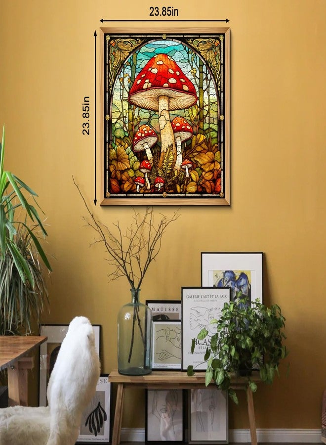 PPuzzling Vintage Mushroom Puzzles for Adults 1000 Pieces, Stained Glass Nature Plant Puzzles Impossible Art Puzzle, Hard Challenging Retro Forest Fungi Jigsaw Puzzle as Home Wall Art Decor - Image 3
